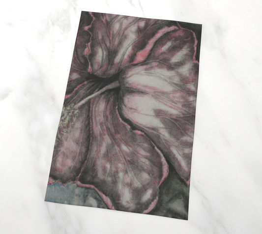 Tea Towel Pink Hibiscus Flower Grisaille