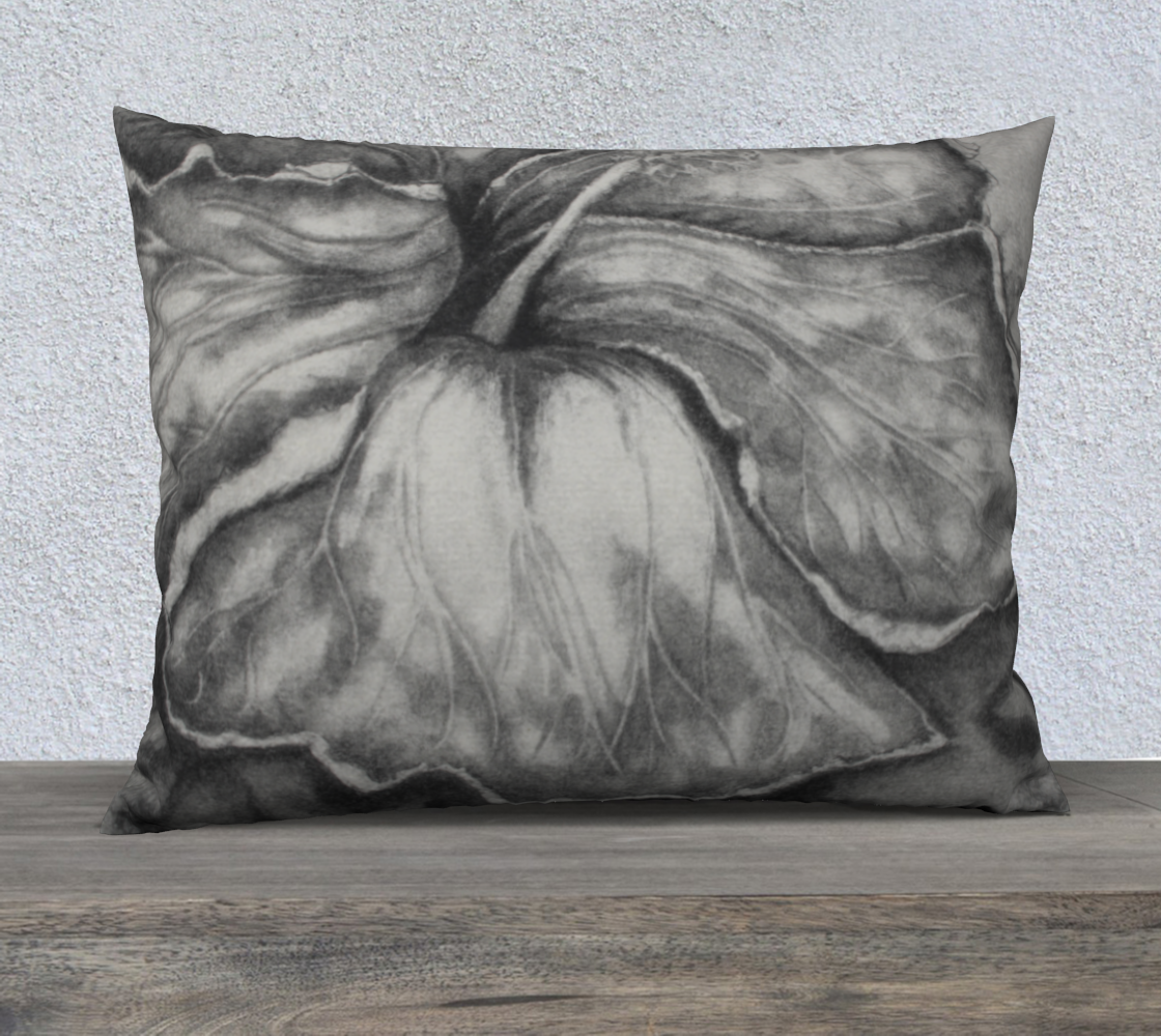26" x 20" Pillow Case Hibiscus flower Grisaille