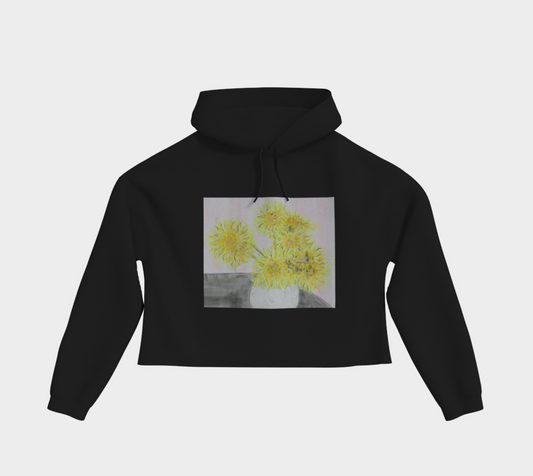 Cropped Pullover Hoodie Mama Flowers