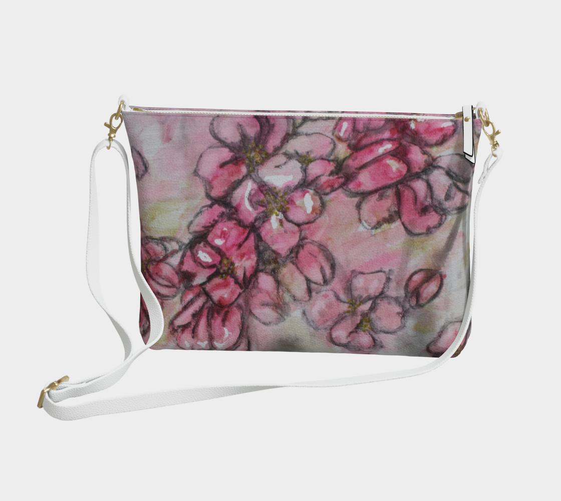 Vegan Leather Crossbody Purse Crab Apple Blossoms