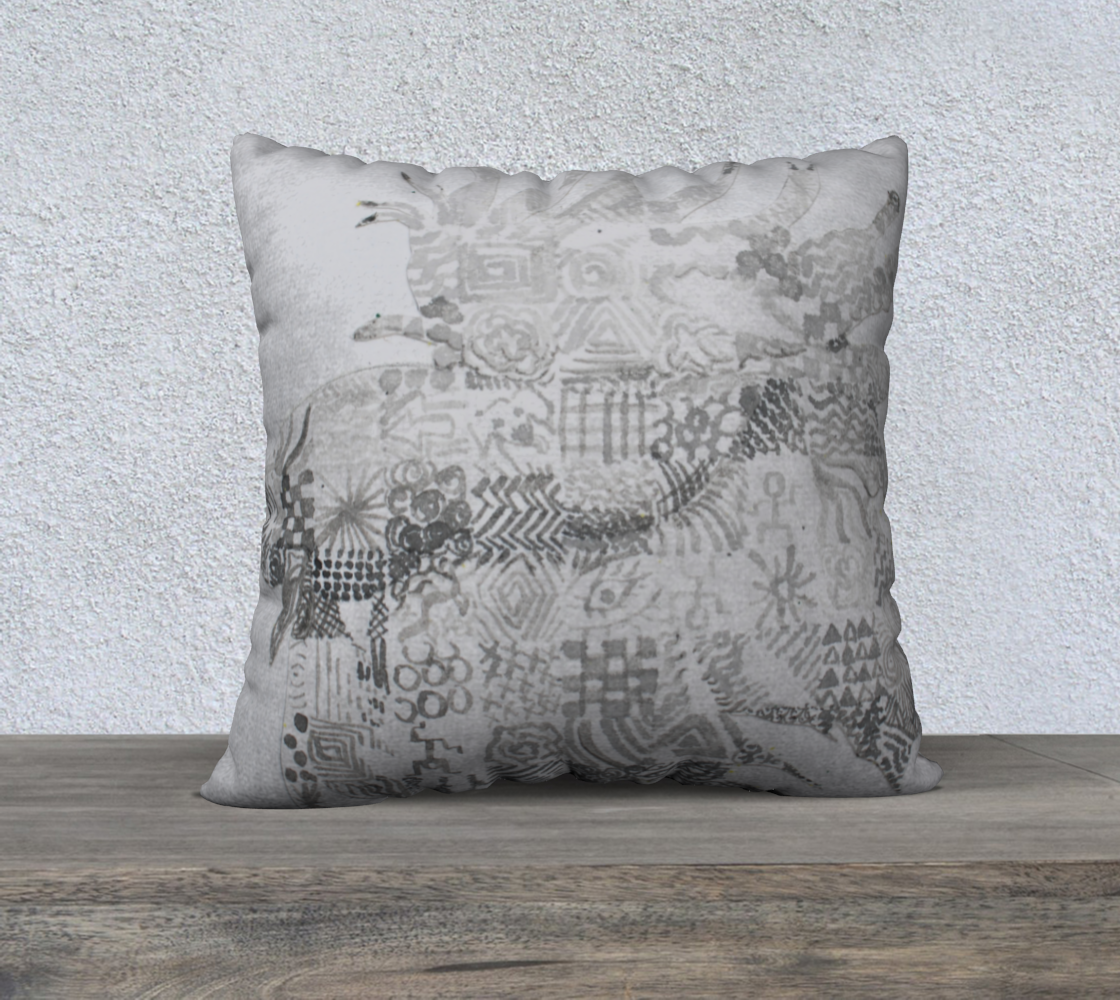 22" x 22" Pillow Case Betta Fish Grisaille