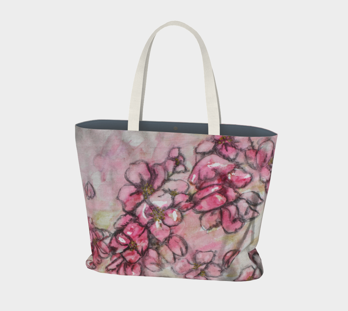 Large Tote Bag Crab Apple Blossoms