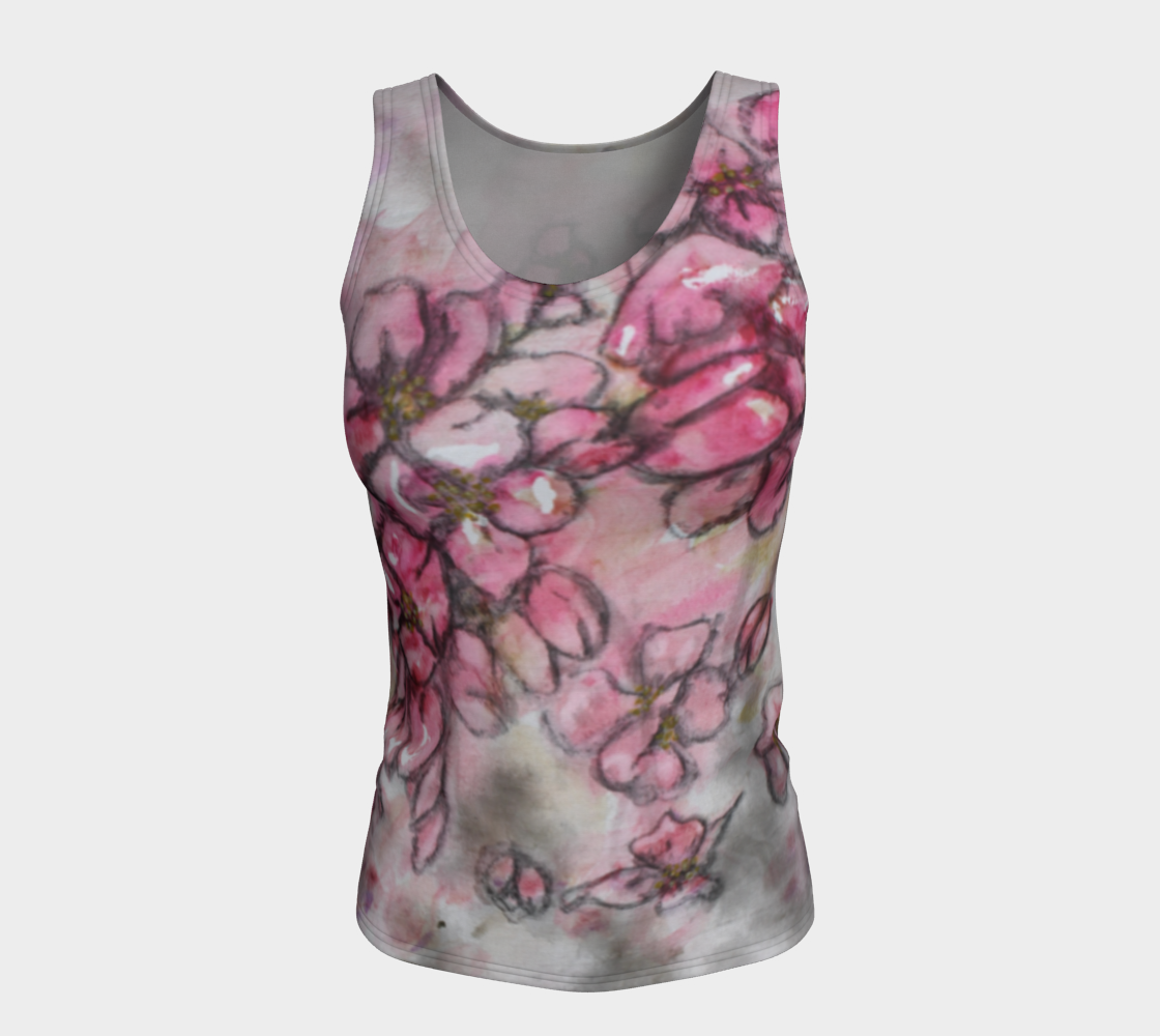 Fitted Tank Top Crab Apple Blossoms