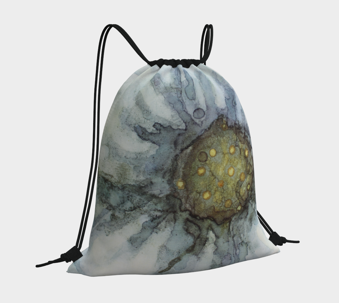 Drawstring Bag Plant Ink Flax Flower