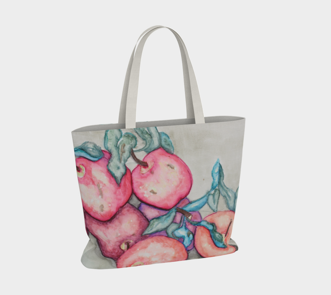 Large Tote Bag Ink Apples