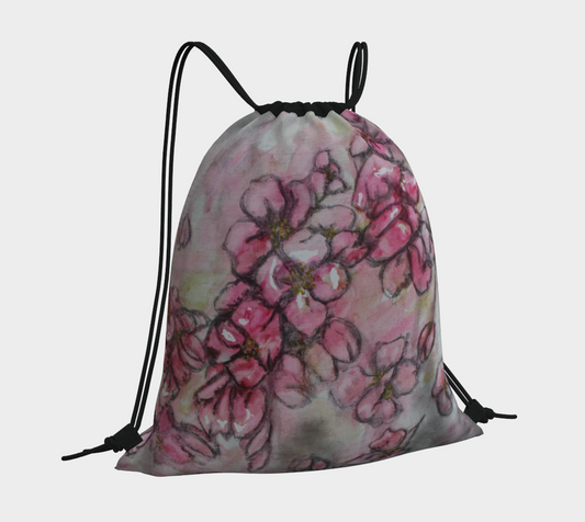 Drawstring Bag Crab Apple Blossoms