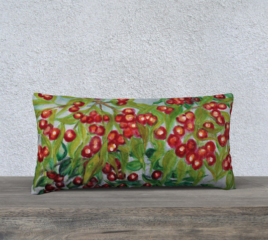 24" x 12" Pillow Case Red Berries