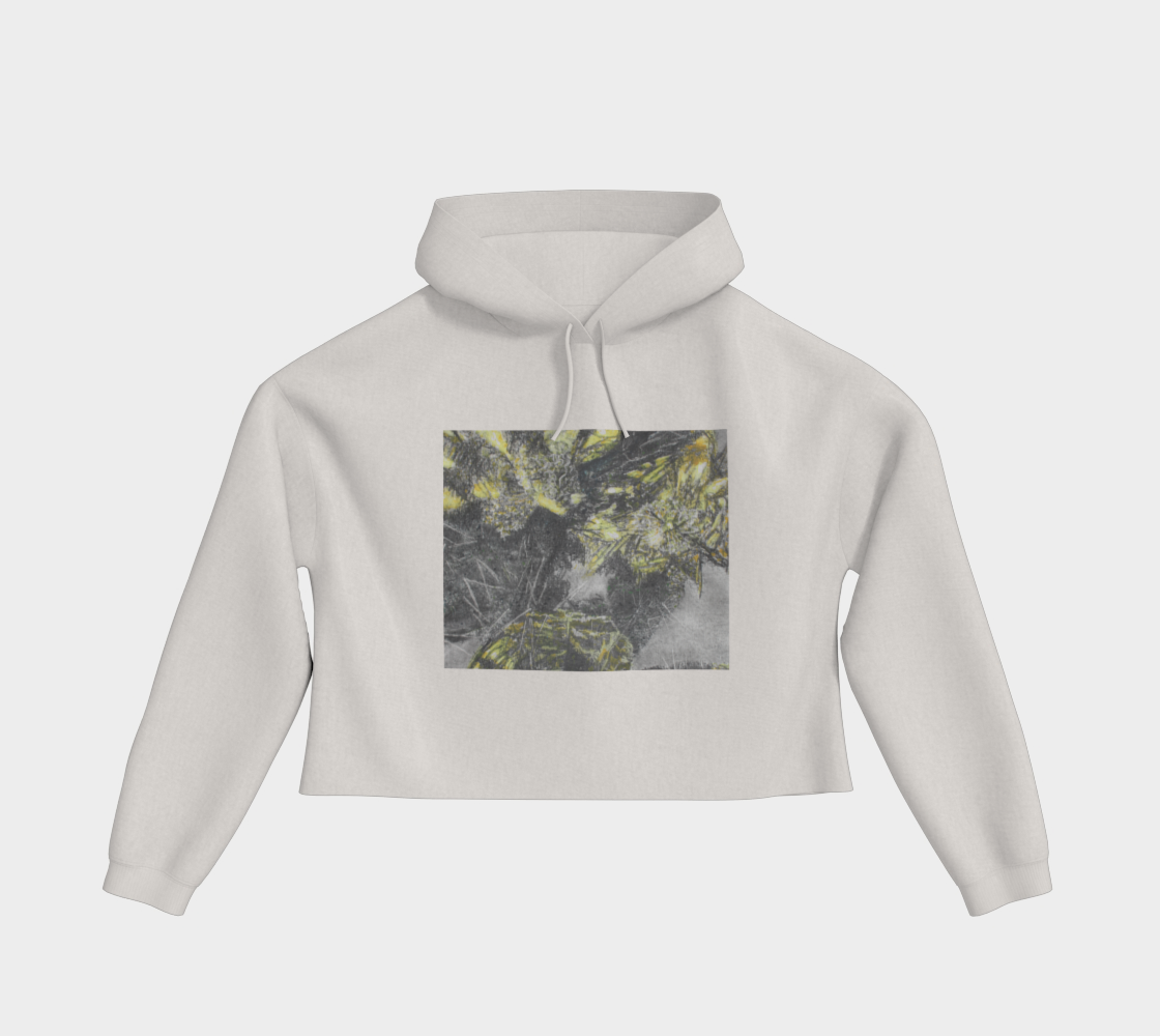 Cropped Pullover Hoodie Cactus Energy White