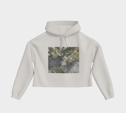 Cropped Pullover Hoodie Cactus Energy White