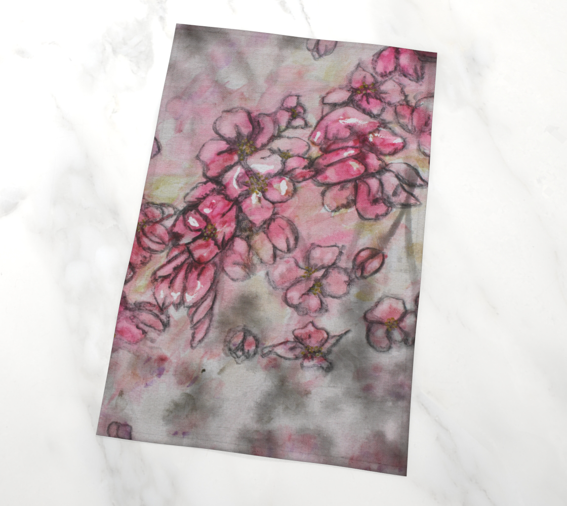 Tea Towel Crab Apple Blossoms