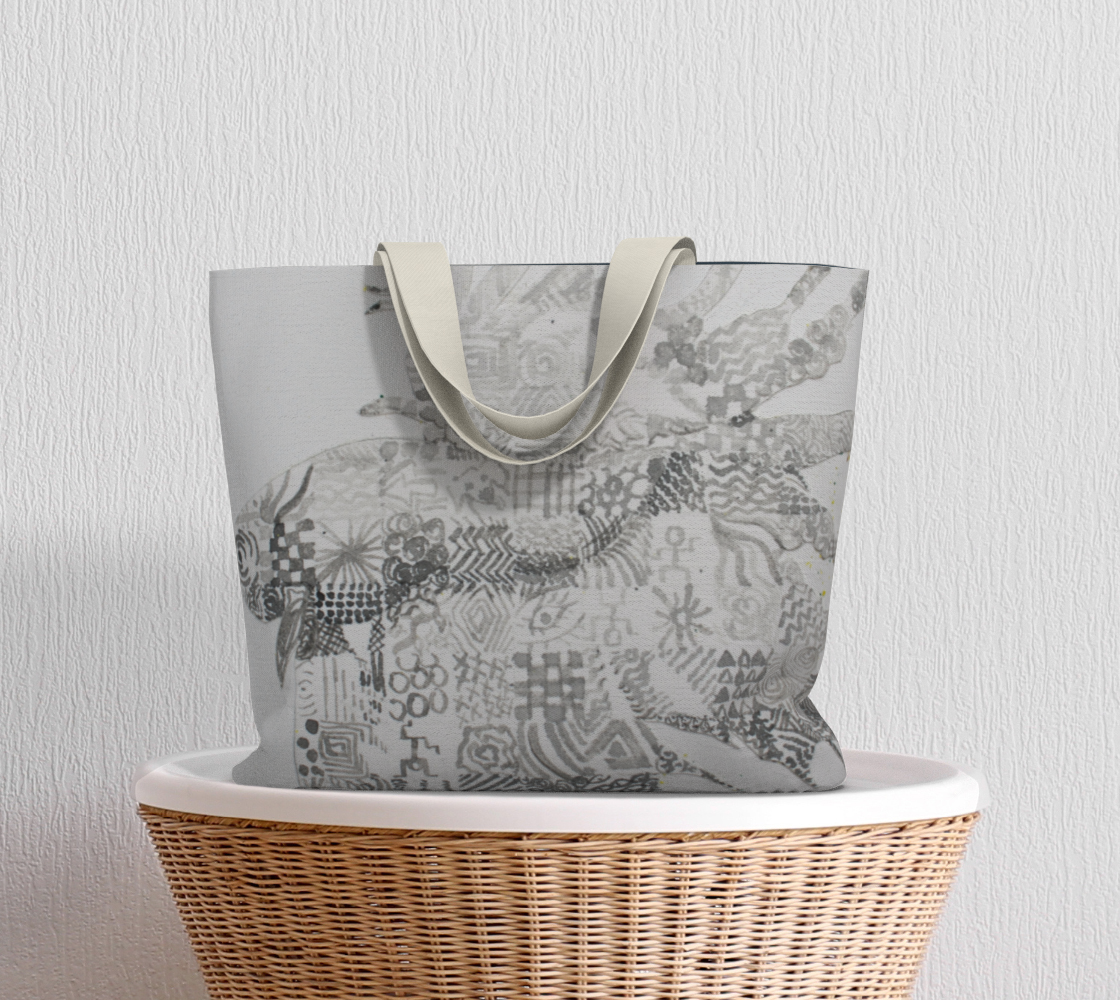 Large Tote Bag Betta Fish Grisaille