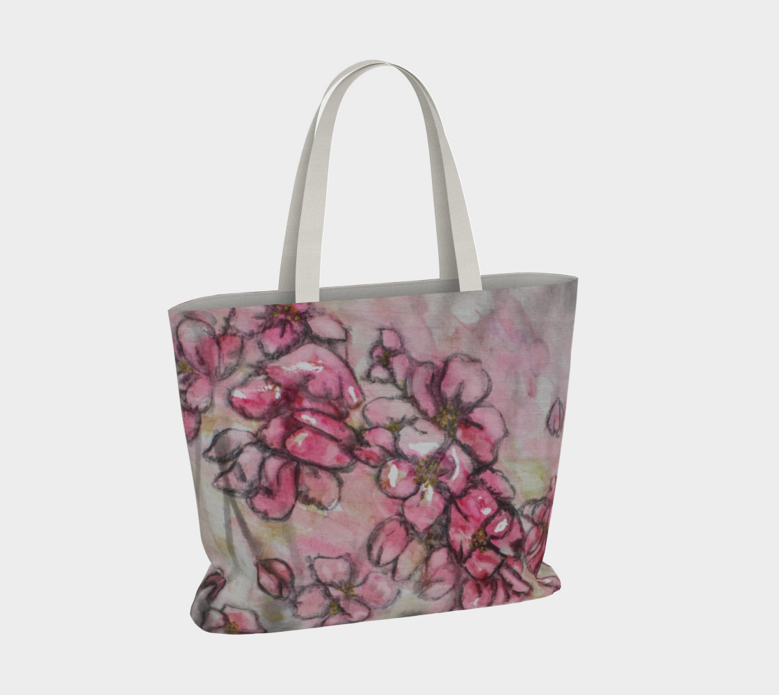 Large Tote Bag Crab Apple Blossoms