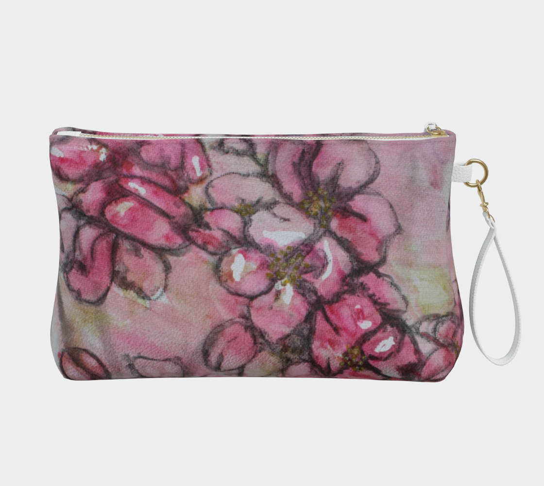 Vegan Leather Makeup Bag Crab Apple Blossoms