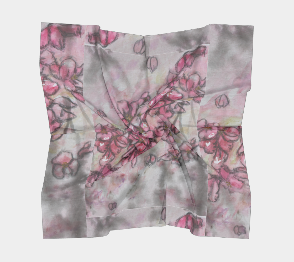 Square Scarf Crab Apple Blossoms