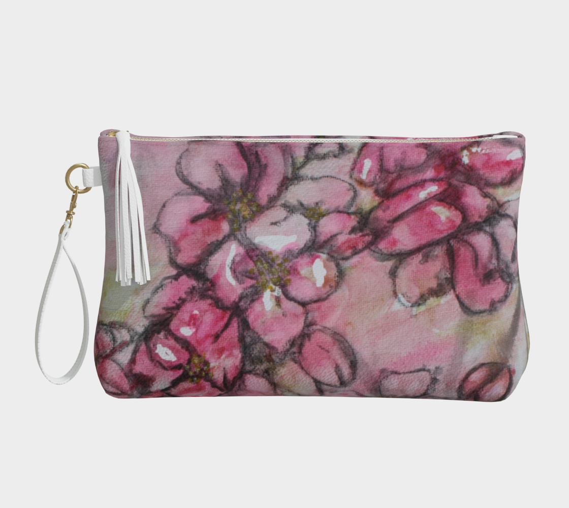 Vegan Leather Makeup Bag Crab Apple Blossoms