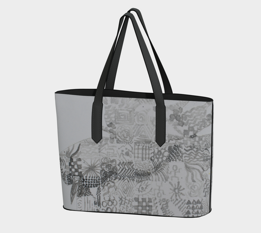 Vegan Leather Tote Bag Betta Fish Grisaille