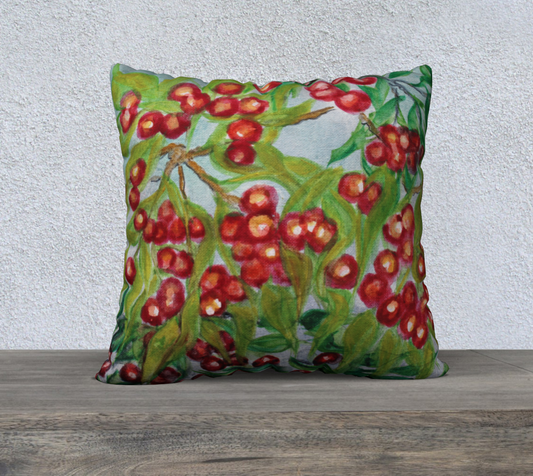 22" x 22" Pillow Case Red Berries