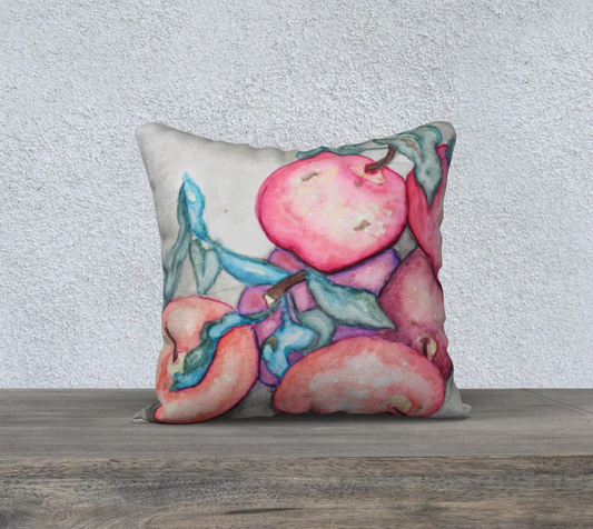 18" x 18" Pillow Case Ink Apples