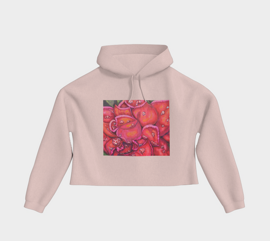 Cropped Pullover Hoodie First Bloom In Spring Pink