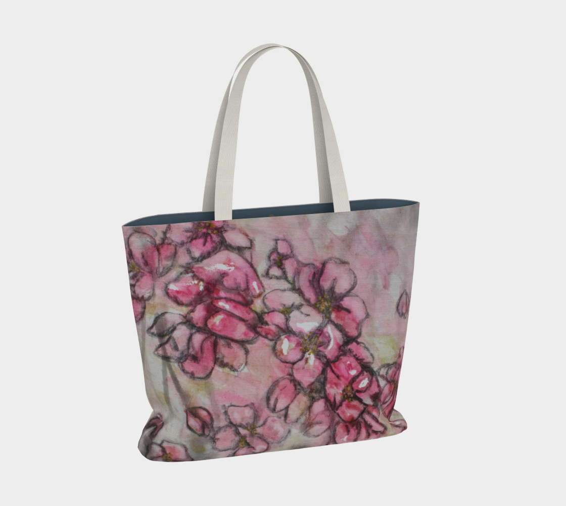 Large Tote Bag Crab Apple Blossoms