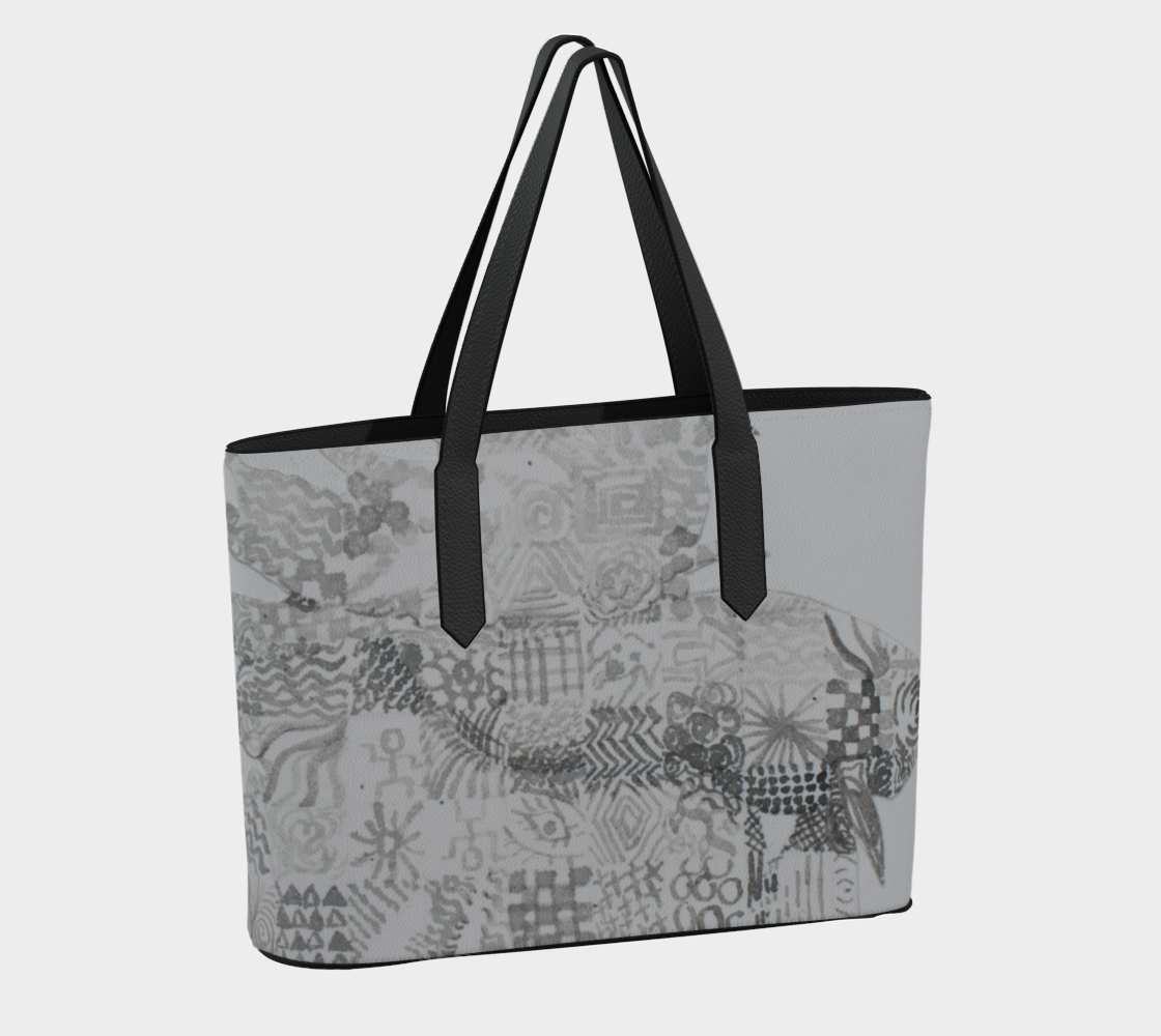 Vegan Leather Tote Bag Betta Fish Grisaille