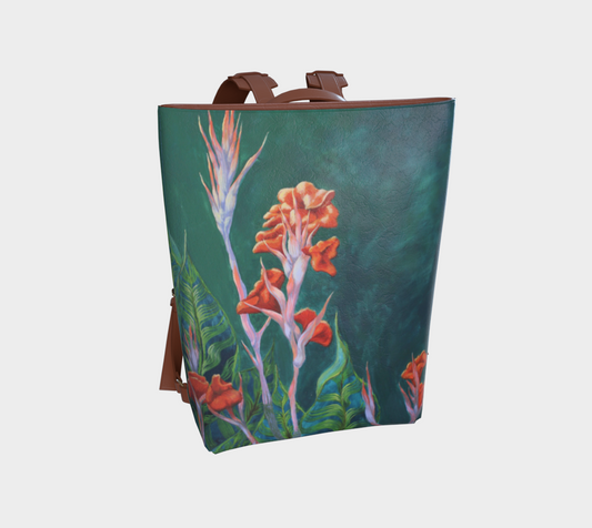 Vegan Leather Backpack Bali Flowers