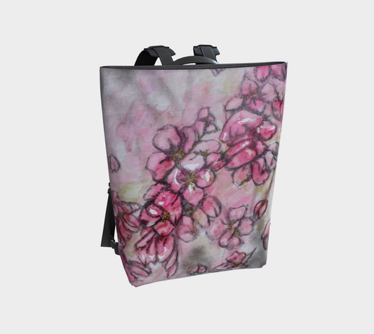 Vegan Leather Backpack Crab Apple Blossoms
