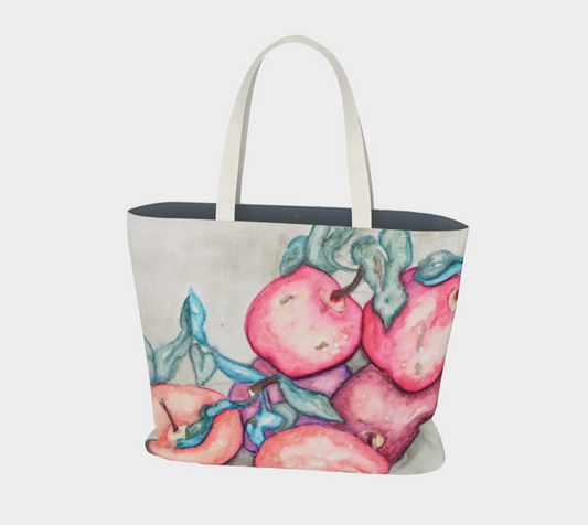 Large Tote Bag Ink Apples