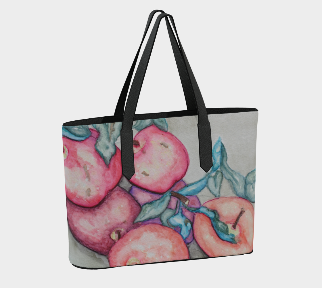 Vegan Leather Tote Bag Ink Apples