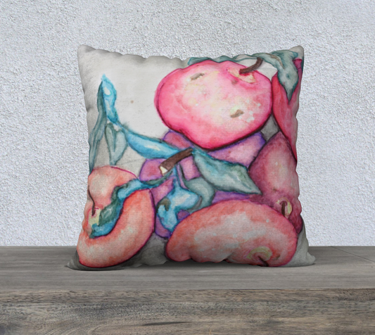 22" x 22" Pillow Case Ink Apples