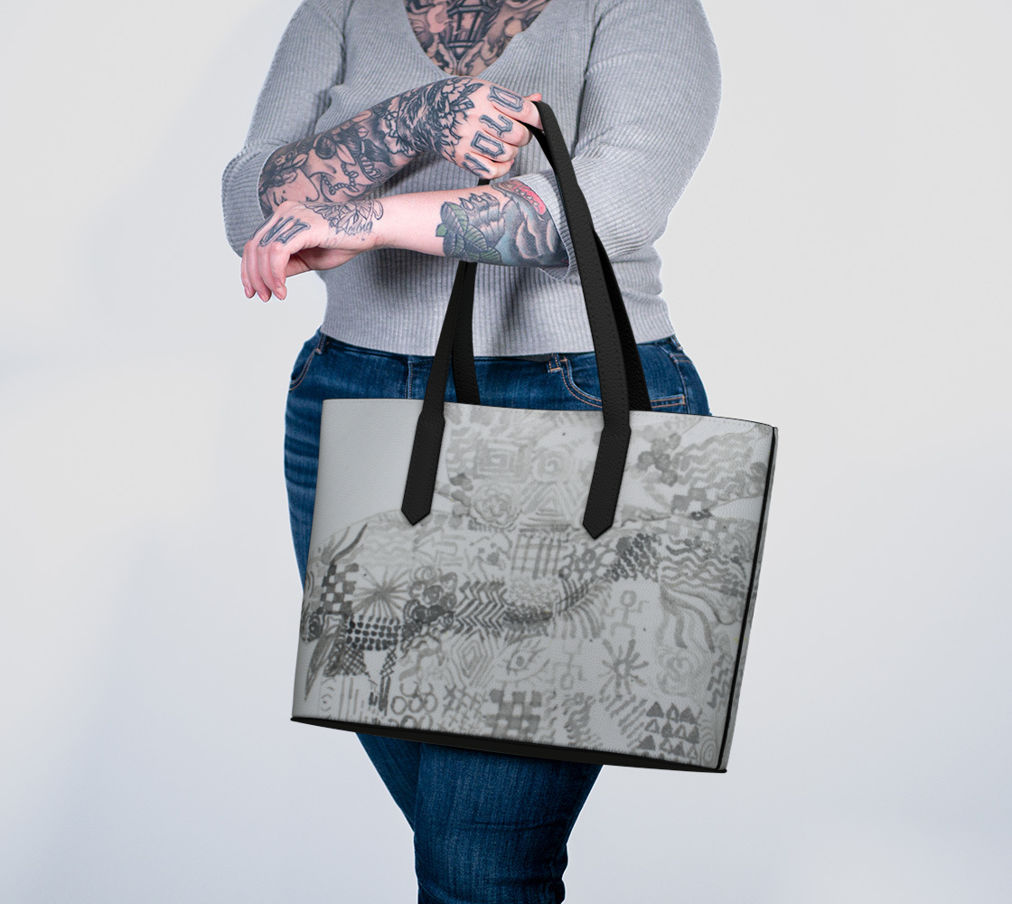 Vegan Leather Tote Bag Betta Fish Grisaille