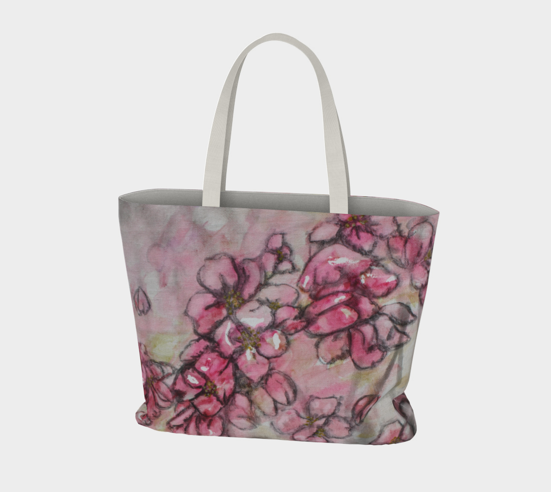 Large Tote Bag Crab Apple Blossoms