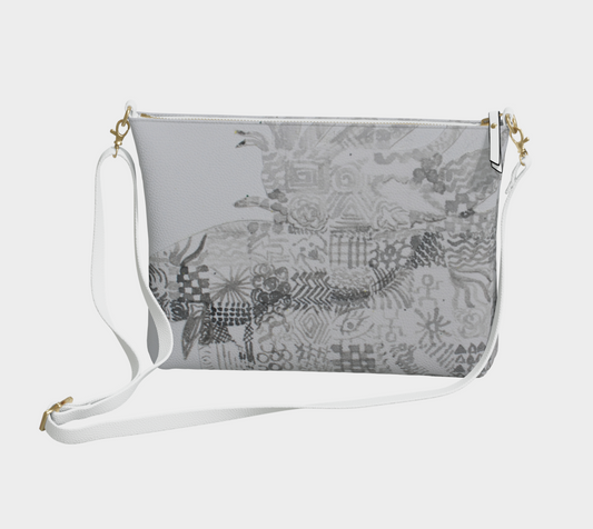 Vegan Leather Crossbody Purse Betta Fish Grisaille