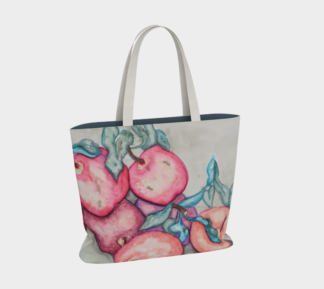 Large Tote Bag Ink Apples