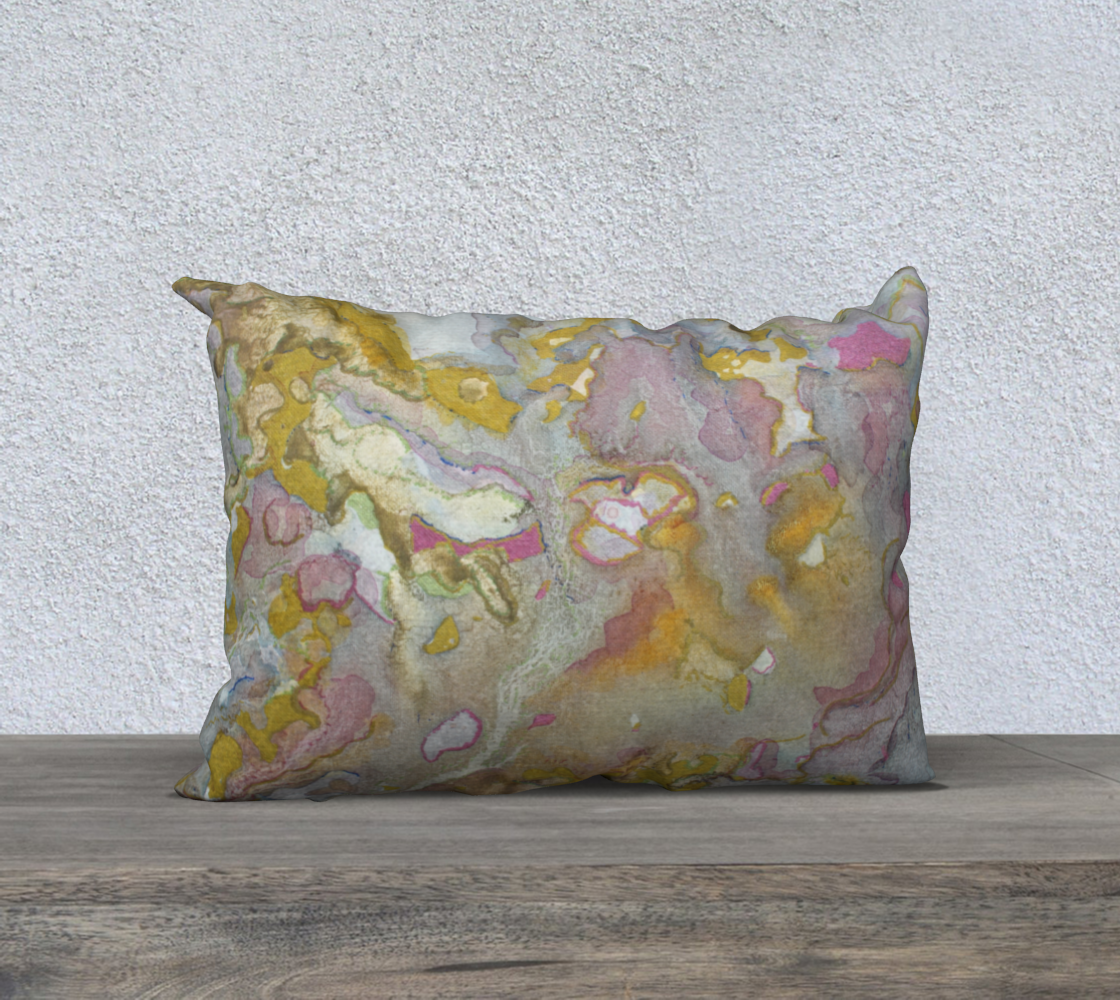 24" x 12" Pillow Case Plant Ink and Metallic Abstract