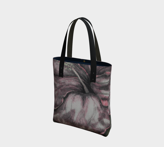 Tote Bag Pink Hibiscus Grisaille