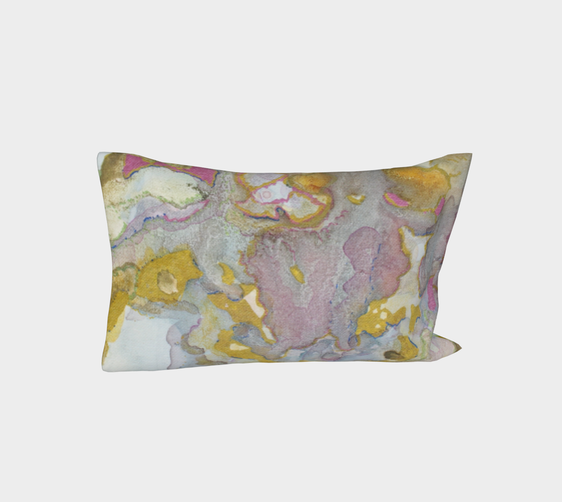 Bed Pillow Sleeve Plant Ink and Metallic Abstract