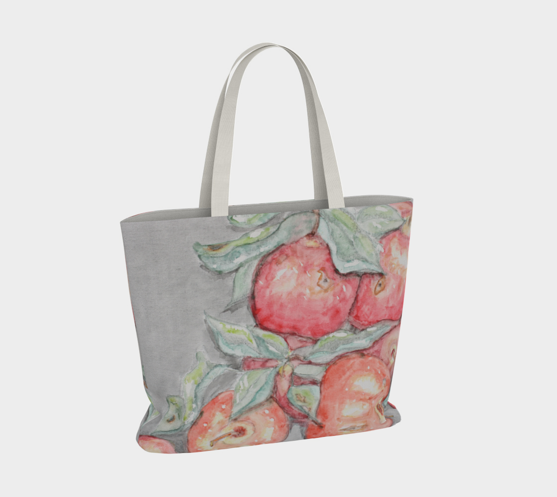 Large Tote Bag Watercolor Apples