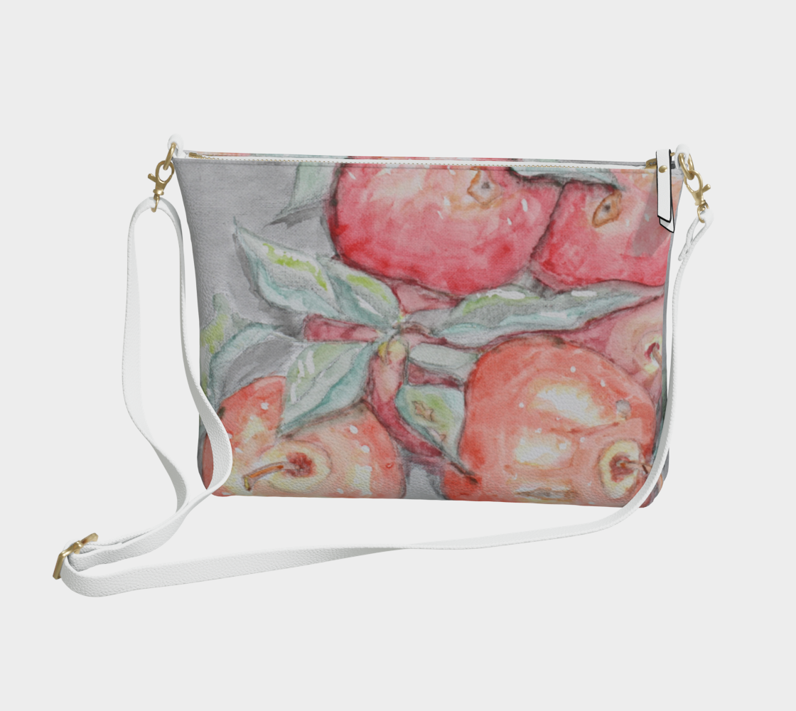 Vegan Leather Crossbody Purse Watercolor Apples