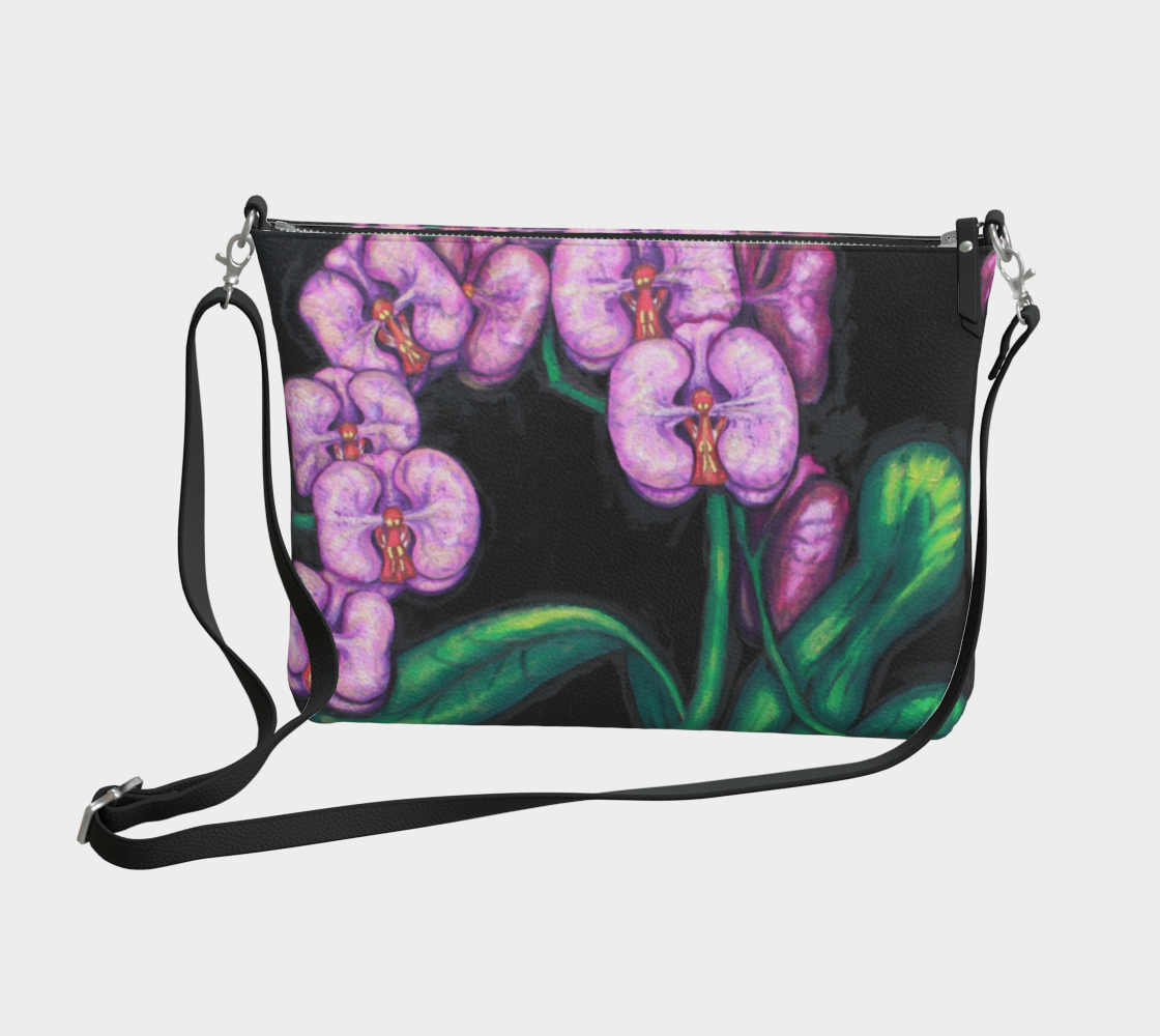 Vegan Leather Crossbody Purse Orchids