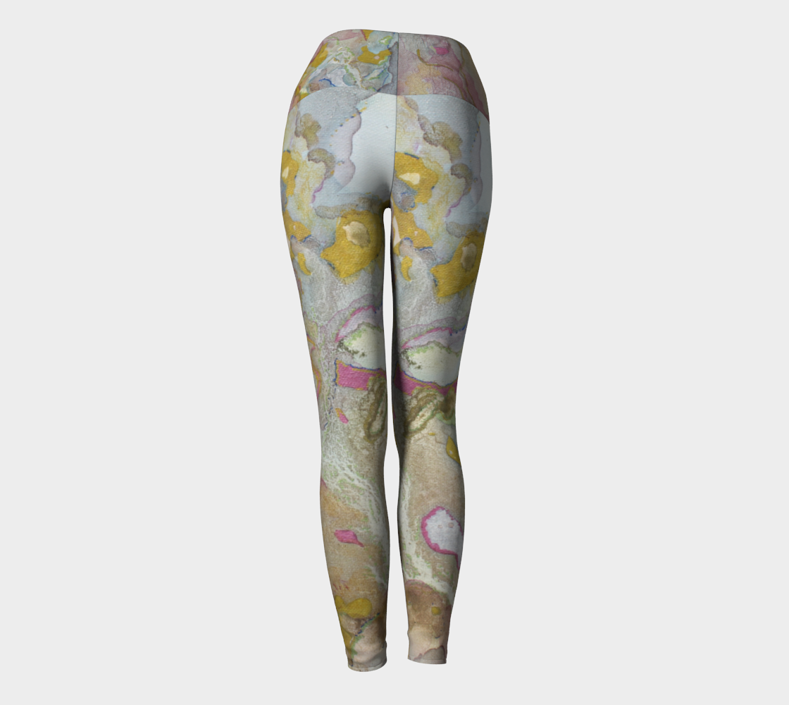 Yoga Leggings Plant Ink and Metallic Abstract