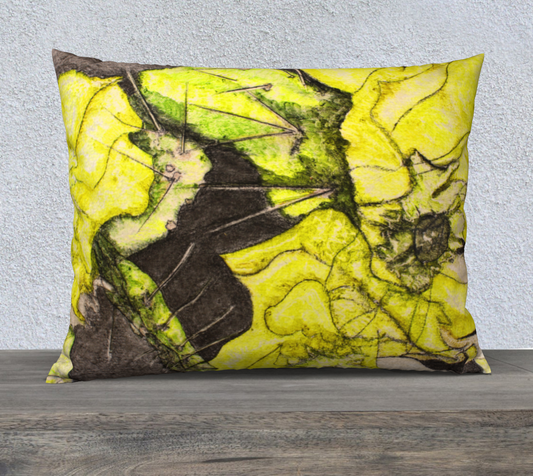 26" X 20" Pillow Case Yellow Cactus Grisaille
