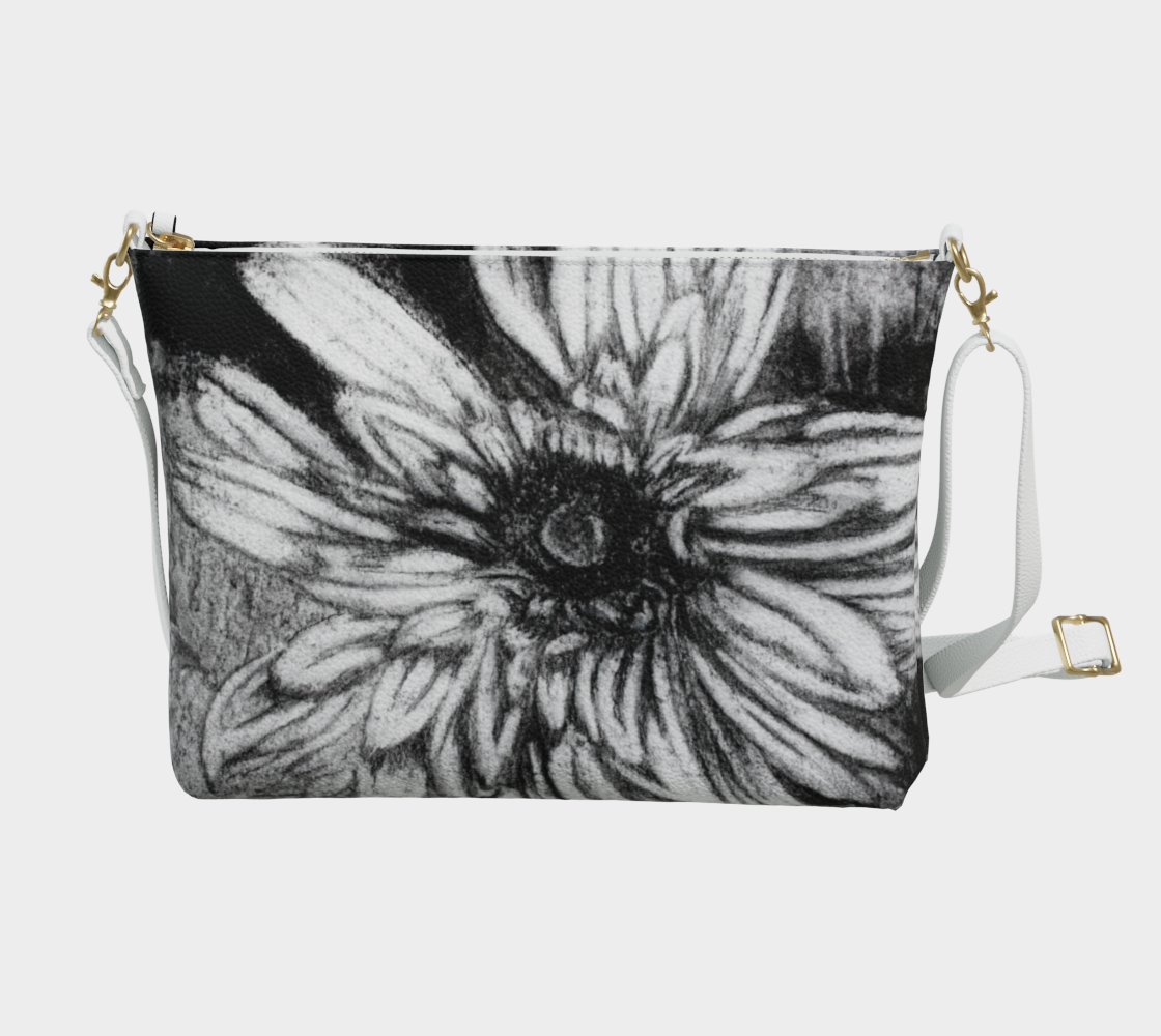 Vegan Leather Crossbody Purse Dahlia Flower