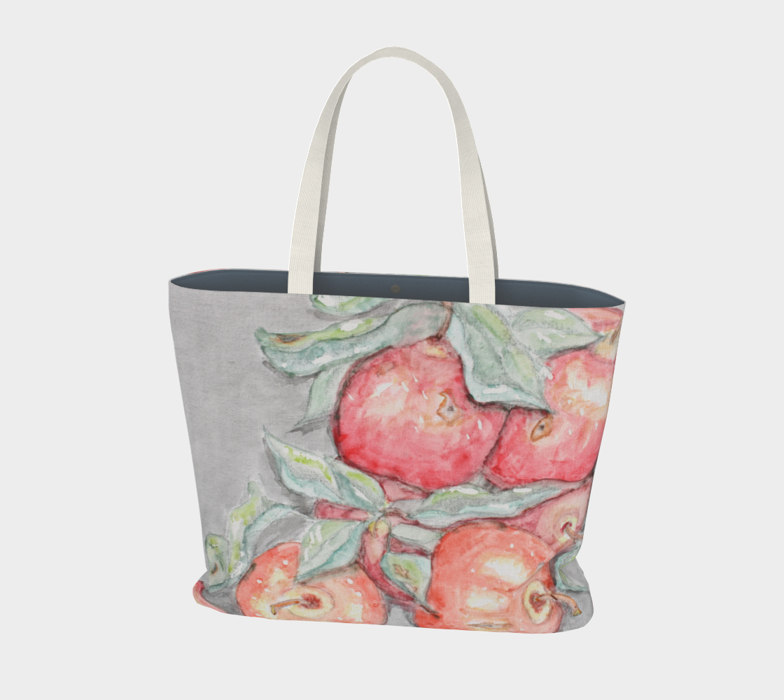 Large Tote Bag Watercolor Apples