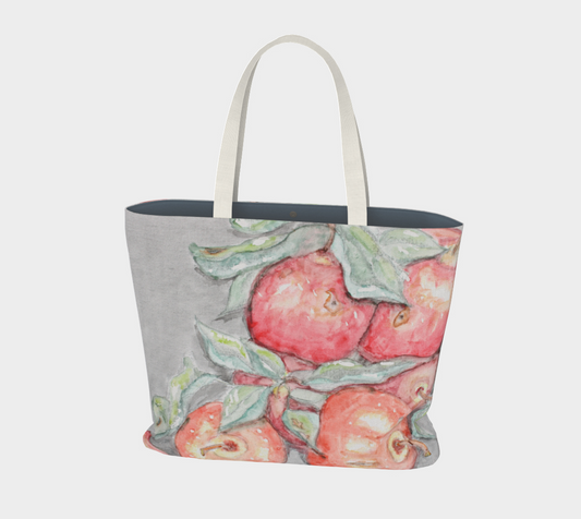 Large Tote Bag Watercolor Apples