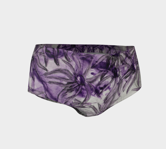 Mini Shorts Purple Aster Flowers