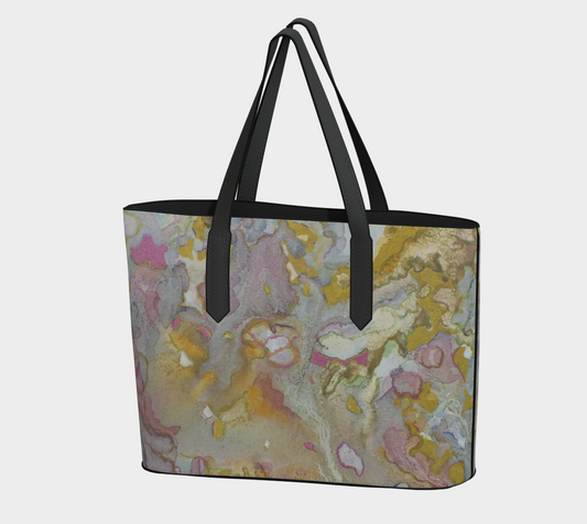 Vegan Leather Tote Bag Plant Ink and Metallic Abstract