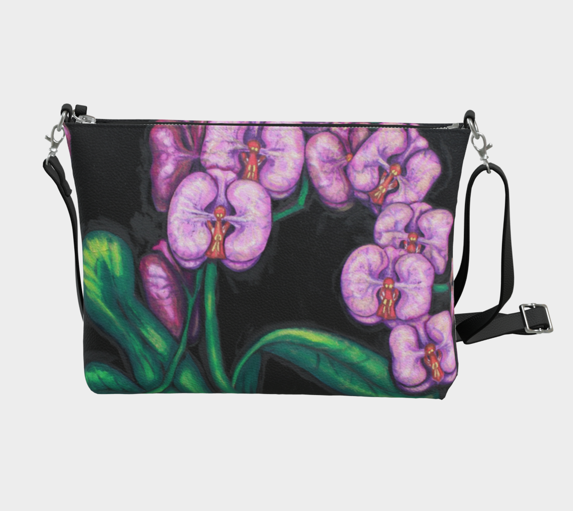 Vegan Leather Crossbody Purse Orchids