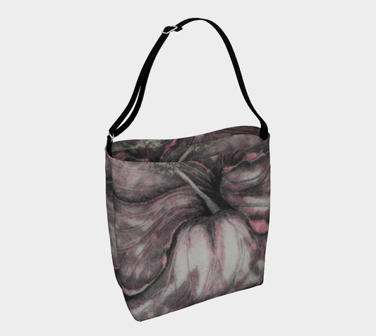 Day Tote Pink Hibiscus Colored Pencil Grisaille