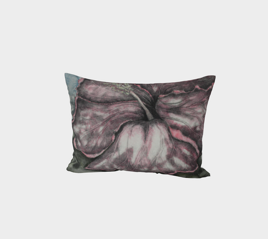 Pillow Sham Pink Hibiscus Grisaille